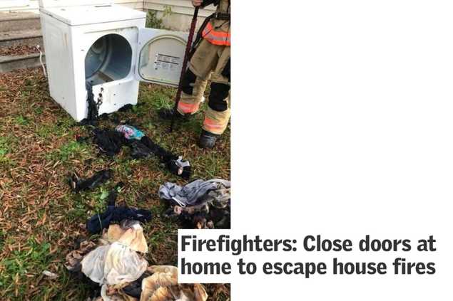 dryer after a fire with lint removed