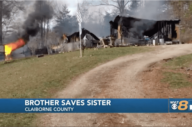 outside of a burned house